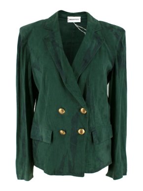 Emilio Pucci Green Double-Breasted Suede Blazer Jacket