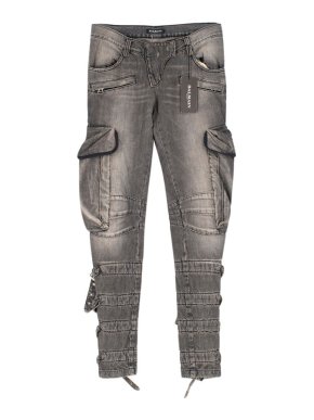 Balmain Grey Belted-hem Jeans