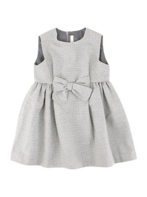 Il Gufo Girls Grey Houndstooth Pattern Dress