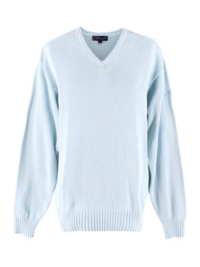 Faconnable Blue Knit V-neck Sweater