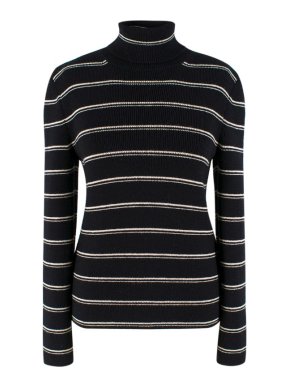 Saint Laurent Striped Turtleneck Knit Sweater