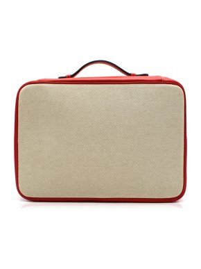 Battistoni Red Leather & Canvas Shirt Case
