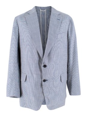 Hardy Amies Bespoke  Blue & White Houndstooth Check Blazer