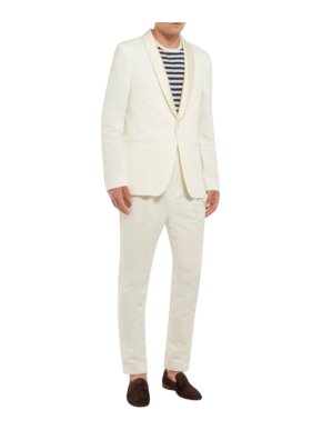 Officine Generale Ecru Cotton & Linen-blend Tuxedo Blazer