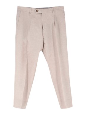 Brunello Cucinelli Beige Wool Blend Tailored Trousers