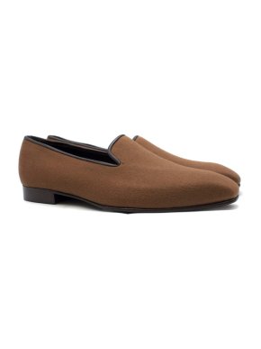 George Cleverley Hand Made  Brown Felt Loafers