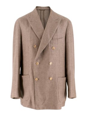 Doriani Brown Canapa & Wool-blend Weaved Blazer