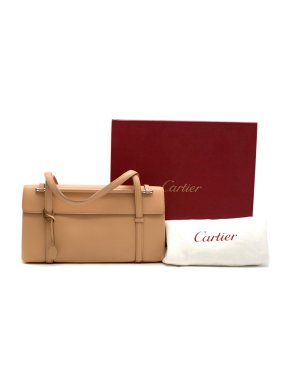 Cartier Beige Cabochon Leather Flap Shoulder Bag