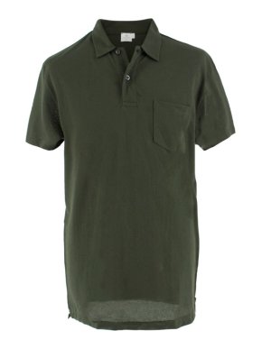 Sunspel Green Knit Polo Top
