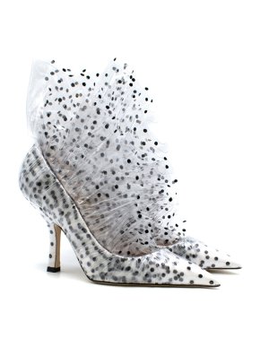 Midnight 00 White Polka Dot Tulle & PVC Pumps