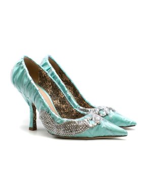 Paciotti By Midnight Crystal-embellished Ruched Satin & PVC Pump