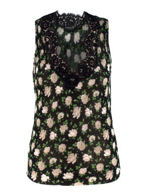 Dolce & Gabbana Floral Print Semi-sheer Knit Top