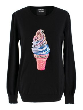 Markus Lupfer Black Ice Cream Sequin Cotton Jumper