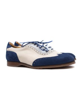 Marc Guyot White & Navy Leather Oxford Shoes