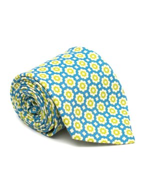 Liverano & Liverano Blue & Green Floral Print Silk Tie