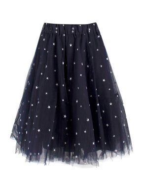 P.A.R.O.S.H. Black Star Patterned Tulle Skirt