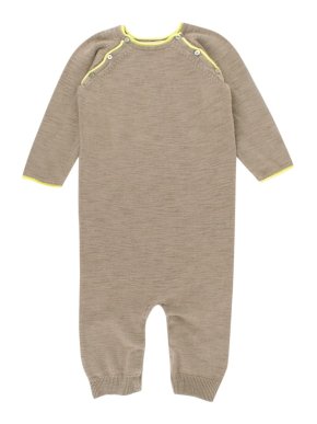 Bonpoint Baby 12M Grey Yellow Linen Blend Baby Grow