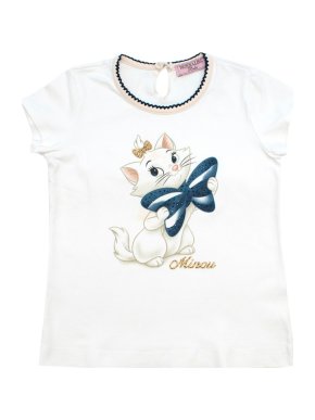 MonnaLisa Bebe 2Y White Aristocats Print Top