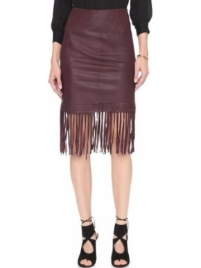 Elizabeth & James Jaxson Burgundy Leather Pencil Skirt