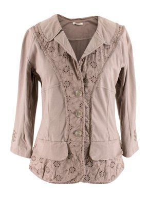 Nina Ricci Khaki BrownFloral Patterned Jacket