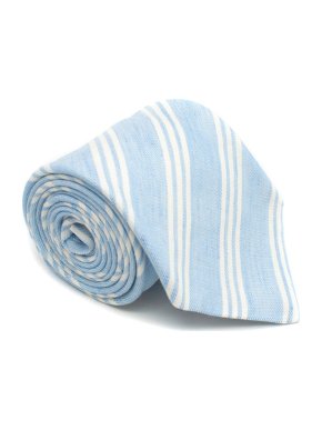 Anderson & Sheppard Blue & White Striped Linen Tie