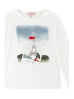 Lili Gaufrette Girls 6Y White Paris Theme Top