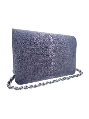 Hidetoshi Navy blue classic stingray flapbag
