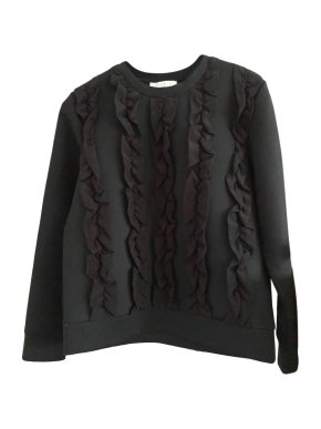 Sandro Black Ruffle Front Sweater