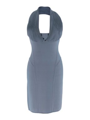 Herve Leger Paris Blue Bandage Halterneck Dress