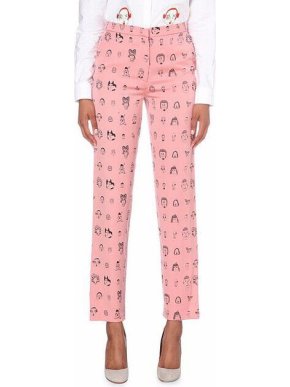 Shrimps Pink Andre Face Print Wide-leg Trousers