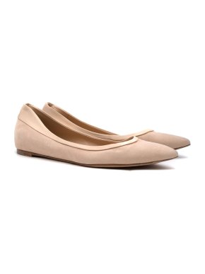 Gianvito Rossi Nude Suede-Satin Ballet Pumps