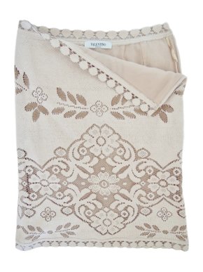 Valentino pink floral guipure lace skirt