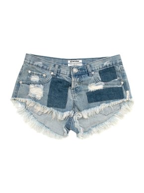 One by One Teaspoon Blue Frayed-trim Denim Shorts