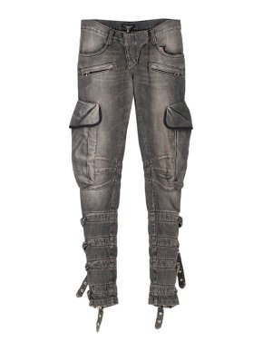 Balmain Grey Buckle Detailed Jeans
