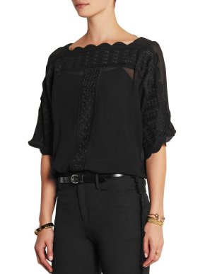 Isabel Marant Etoile axel embroidered georgette black top