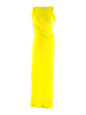 Osman Yellow Draped High Neck Gown
