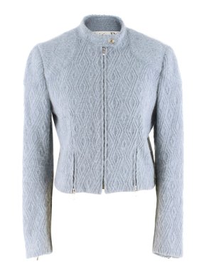 Christian Dior Blue Wool-blend Cropped Jacket