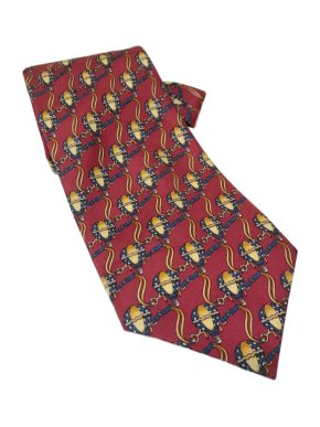 Fendi Red Silk Printed Tie