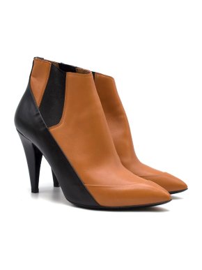 Balenciaga Brown Leather Heeled Two-tone Ankle Boots