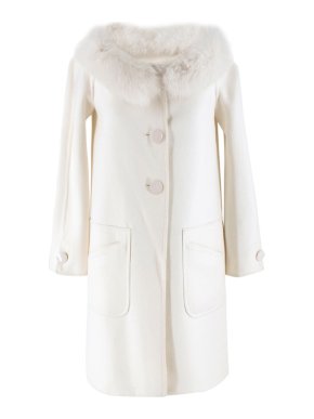 Valentino Off-White Double-faced Wool Blend Fur Coat