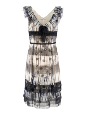 Prada Multicoloured Silk Sequin Frill Dress