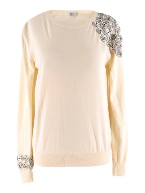 Loewe cream push stud-embellished wool sweater