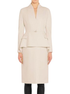 Givenchy peplum-waist cream wool-crepe coat
