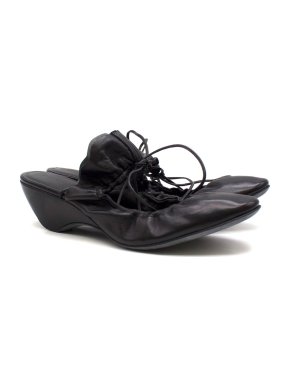 JW Anderson Black Leather Tie Back Ballerinas