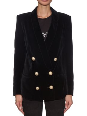 Balmain Shawl-lapel Double-breasted Velvet Blazer