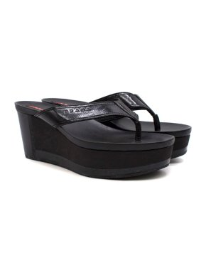 Prada Black Patent Leather Platform Sandals