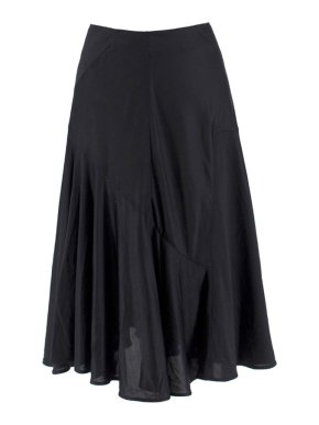 Balenciaga Black Silk Flared Circle Line Skirt