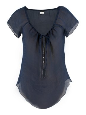 Chanel Navy Blue Silk Sheer Blouse