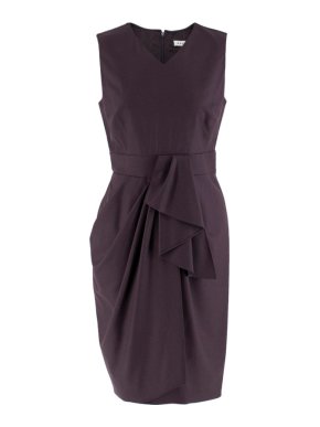 Celine Plum Purple Wool Blend Draped Dress