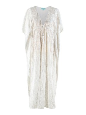 Melissa Odabash White Floral Embroidered Kaftan